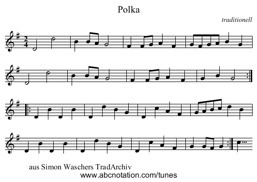 Polka - staff notation