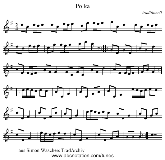 Polka - staff notation