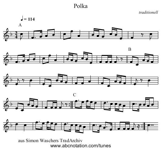 Polka - staff notation