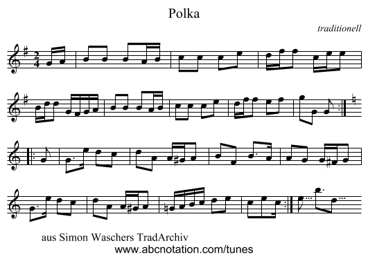 Polka - staff notation