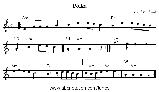 Polka - staff notation