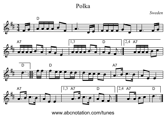 Polka - staff notation