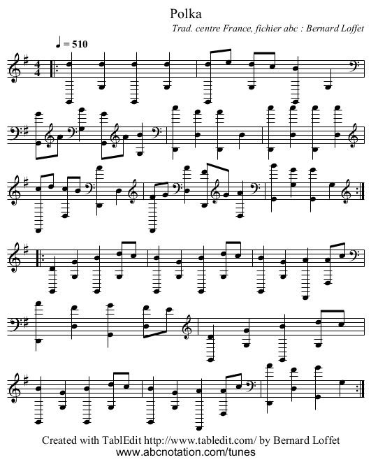 Polka - staff notation