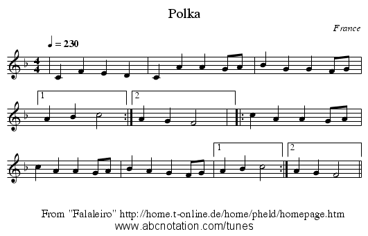 Polka - staff notation