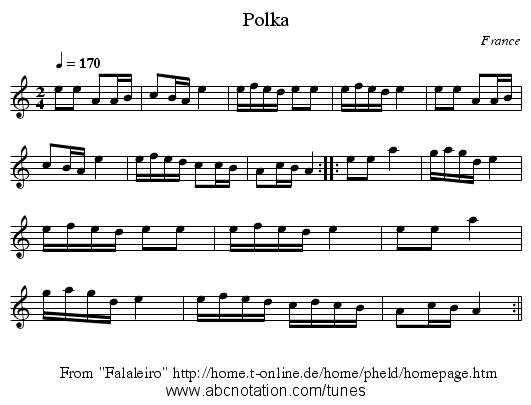 Polka - staff notation