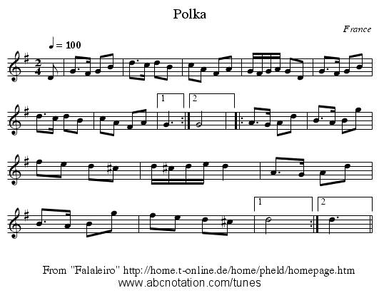 Polka - staff notation