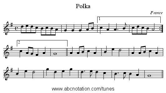 Polka - staff notation