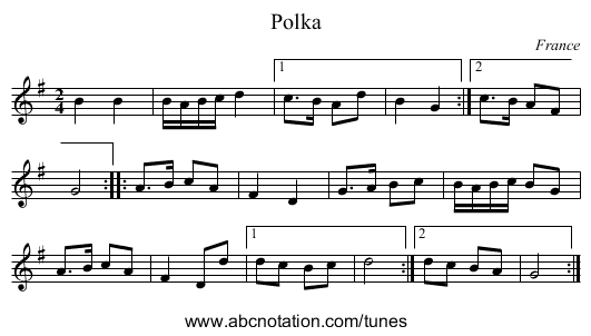 Polka - staff notation