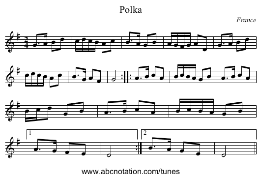 Polka - staff notation