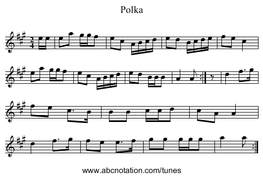 Polka - staff notation