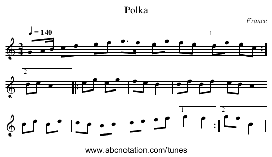 Polka - staff notation