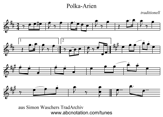 Polka-Arien - staff notation