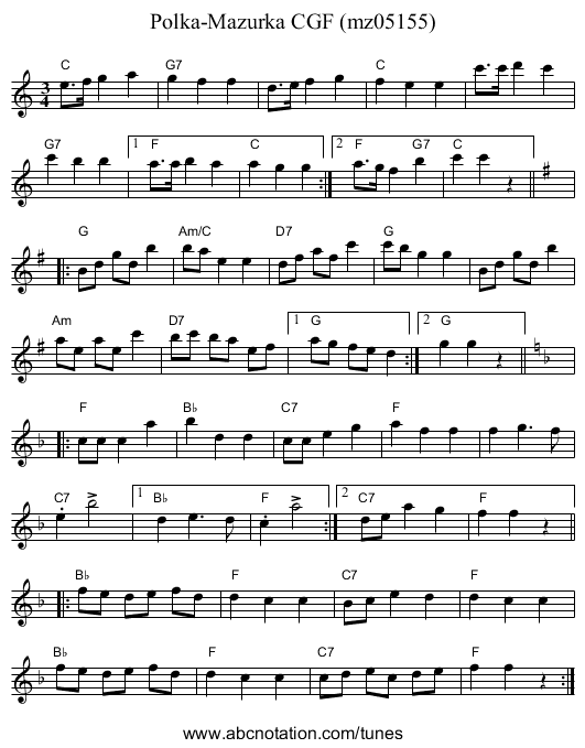 Polka-Mazurka CGF (mz05155) - staff notation