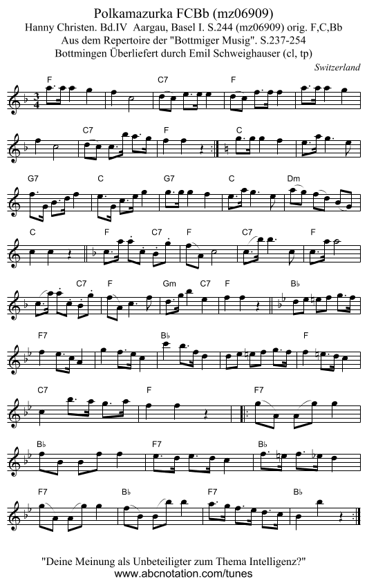 Polkamazurka FCBb (mz06909) - staff notation