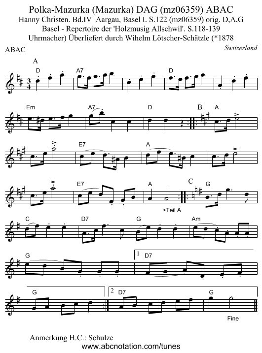 Polka-Mazurka (Mazurka) DAG (mz06359) ABAC - staff notation