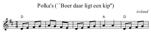 Polka's (``Boer daar ligt een kip'') - staff notation