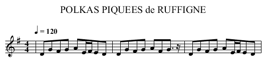POLKAS PIQUEES de RUFFIGNE - staff notation