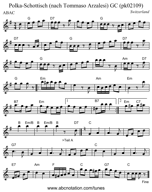 Polka-Schottisch (nach Tommaso Arzalesi) GC (pk02109) - staff notation