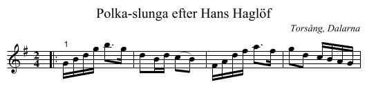 Polka-slunga efter Hans Haglöf - staff notation