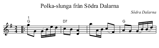 Polka-slunga från Södra Dalarna - staff notation
