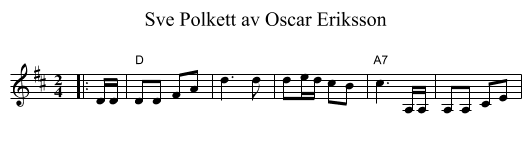 Polkett av Oscar Eriksson, Sve - staff notation
