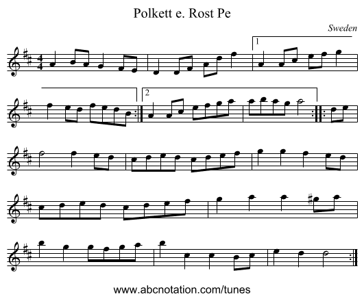 Polkett e. Rost Pe - staff notation