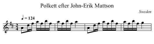 Polkett efter John-Erik Mattson - staff notation