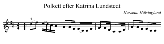 Polkett efter Katrina Lundstedt - staff notation