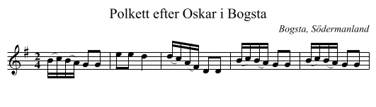 Polkett efter Oskar i Bogsta - staff notation