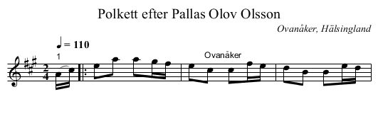 Polkett efter Pallas Olov Olsson - staff notation