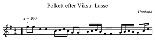 Polkett efter Viksta-Lasse - staff notation