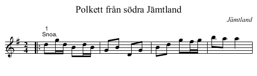 Polkett från södra Jämtland - staff notation