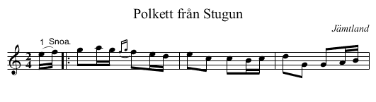 Polkett från Stugun - staff notation