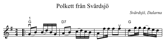 Polkett från Svärdsjö - staff notation