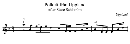 Polkett från Uppland - staff notation