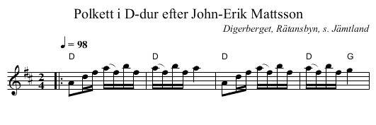 Polkett i D-dur efter John-Erik Mattsson - staff notation