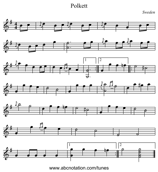 Polkett - staff notation