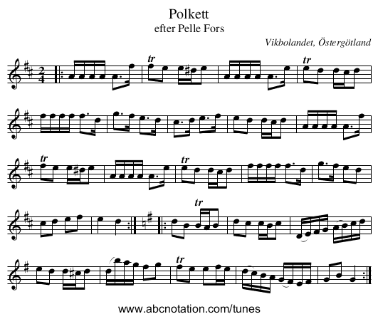 Polkett - staff notation