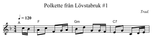 Polkette fr&aring;n L&ouml;vstabruk #1 - staff notation