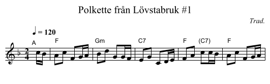 Polkette fr&aring;n L&ouml;vstabruk #1 - staff notation
