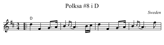 Polksa #8 i D - staff notation
