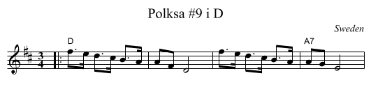 Polksa #9 i D - staff notation