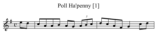 Poll Ha'penny [1] - staff notation