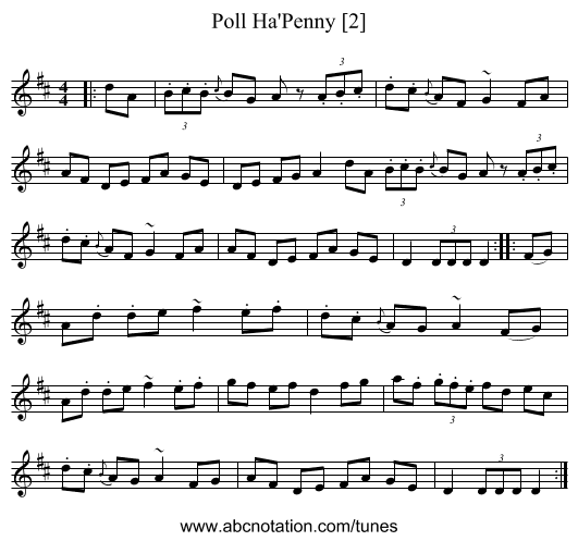 Poll Ha'Penny [2] - staff notation