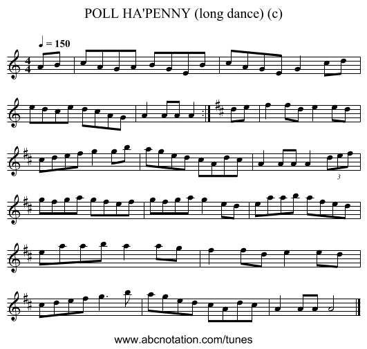 POLL HA'PENNY (long dance) (c) - staff notation