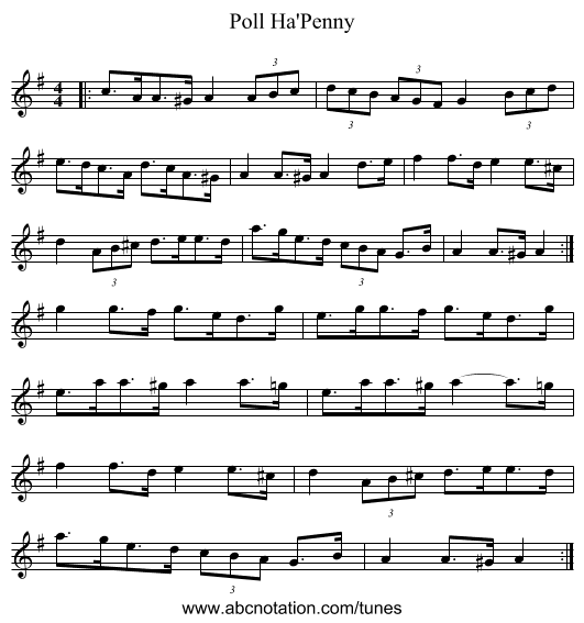 Poll Ha'Penny - staff notation
