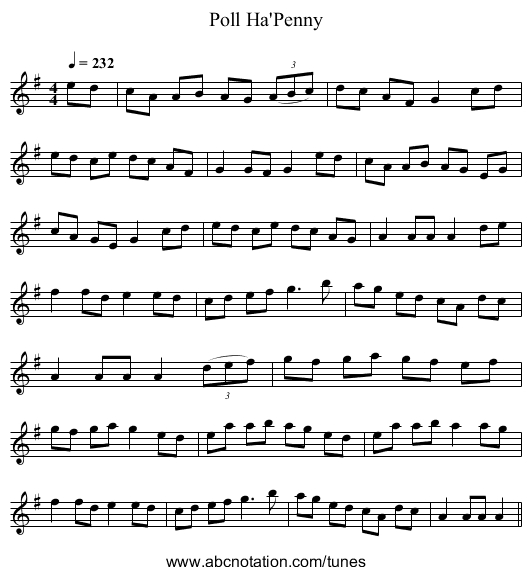 Poll Ha'Penny - staff notation