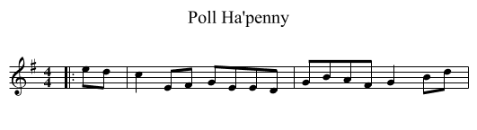 Poll Ha'penny - staff notation