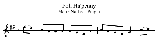 Poll Ha'penny - staff notation