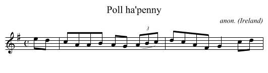 Poll ha'penny - staff notation